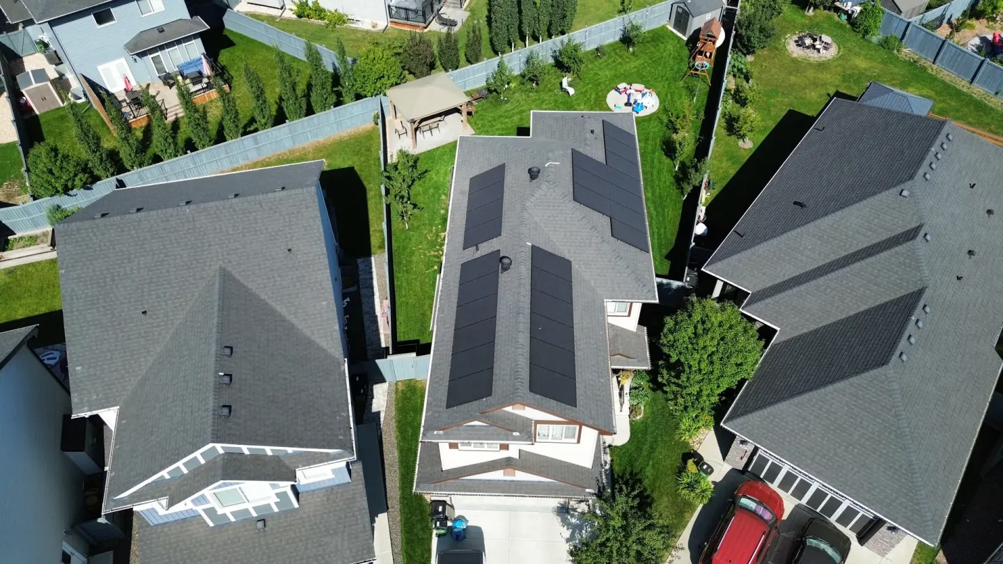 Completed residential solar installation viewed from above in Edmonton