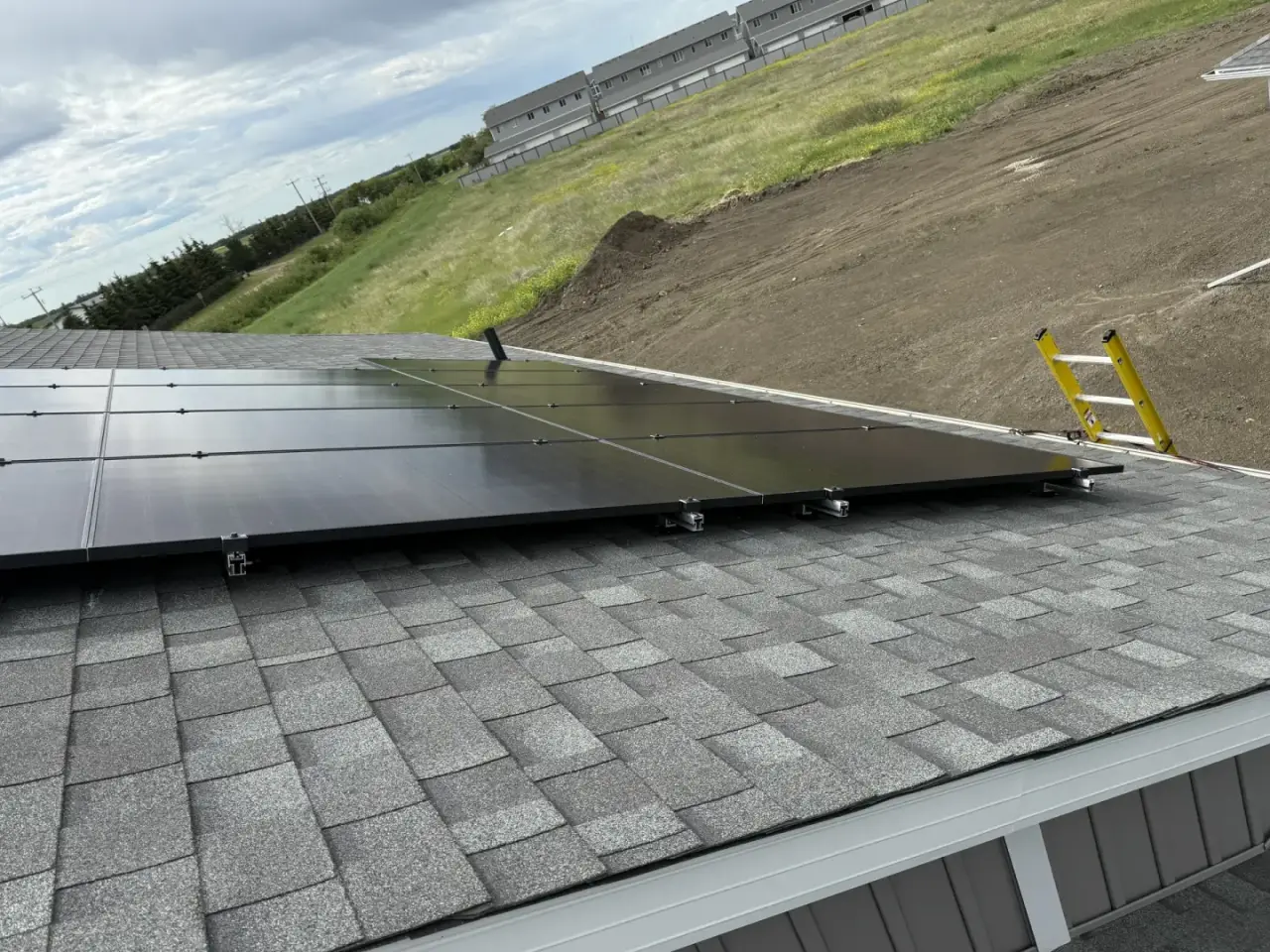 Solar panels installed in a new Edmonton development neighbourhood